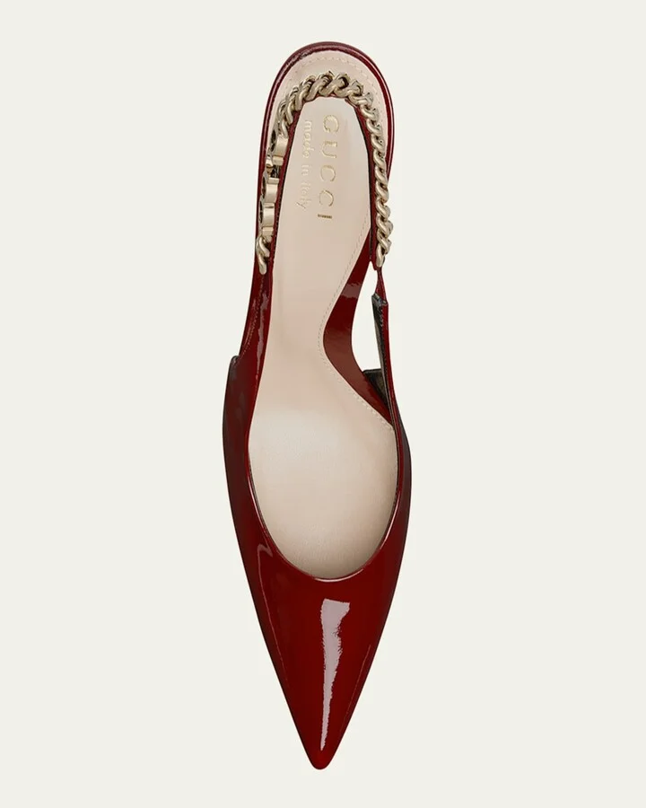 Signoria Patent Chain Slingback Pumps - Image 9