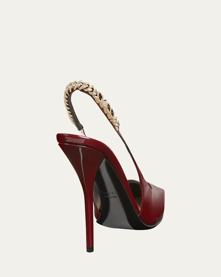 Signoria Patent Chain Slingback Pumps - Image 11
