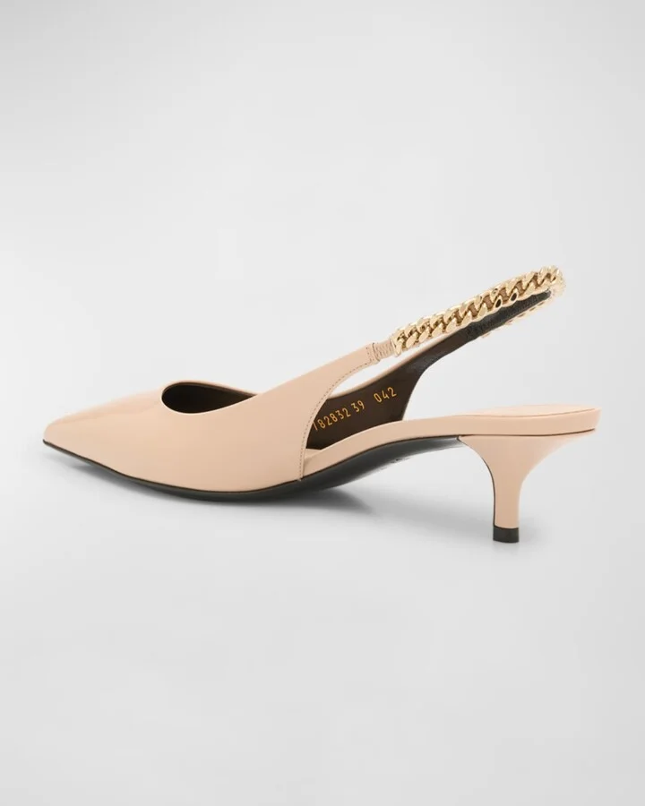 Signoria Patent Logo Chain Kitten Pumps - Image 7