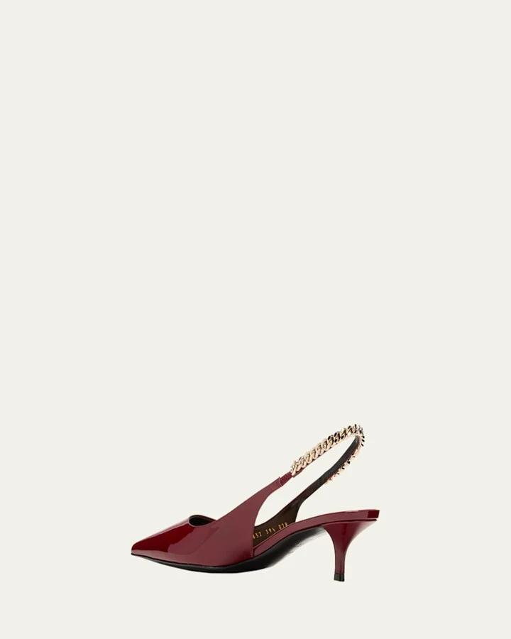 Signoria Patent Logo Chain Kitten Pumps - Image 4