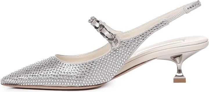 Silk Blend Slingback With Applications - Image 4