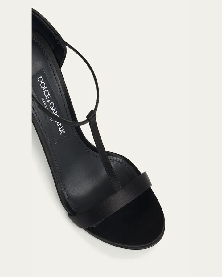 Silk T-Strap Stiletto Sandals - Image 2