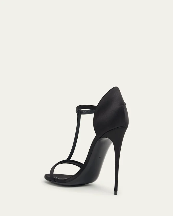 Silk T-Strap Stiletto Sandals - Image 5
