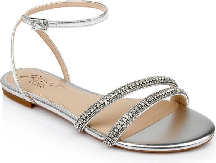 SILMET Womens Sequined Manmade Ankle Strap