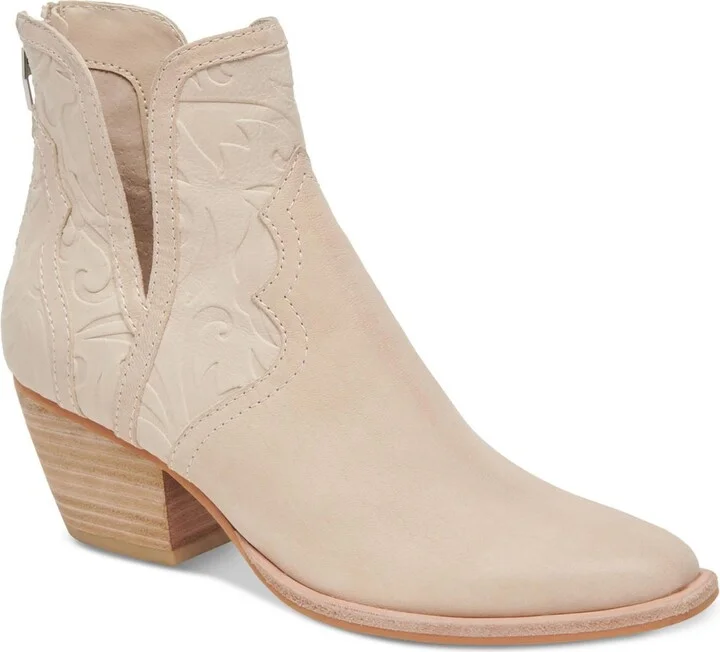 Silvan Womens Leather Block Heel Booties