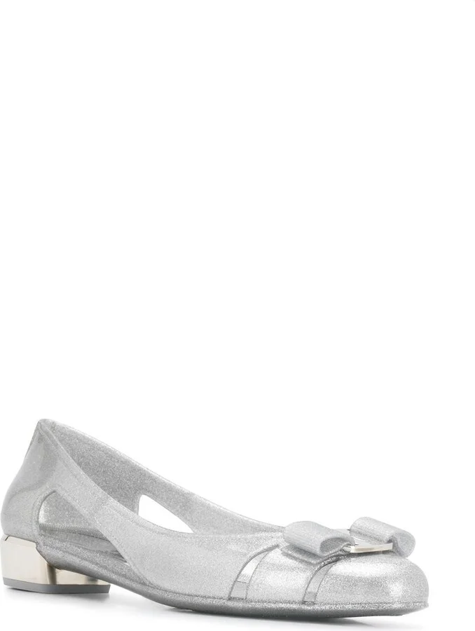 Silver 30mm Jelly Ballet Pumps - Image 2