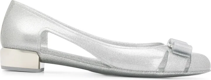 Silver 30mm Jelly Ballet Pumps