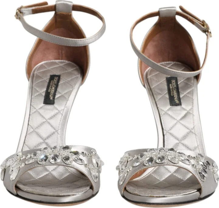 Silver Ankle Strap Crystal Sandals Women's Shoes (Pre-Owned) - Image 2