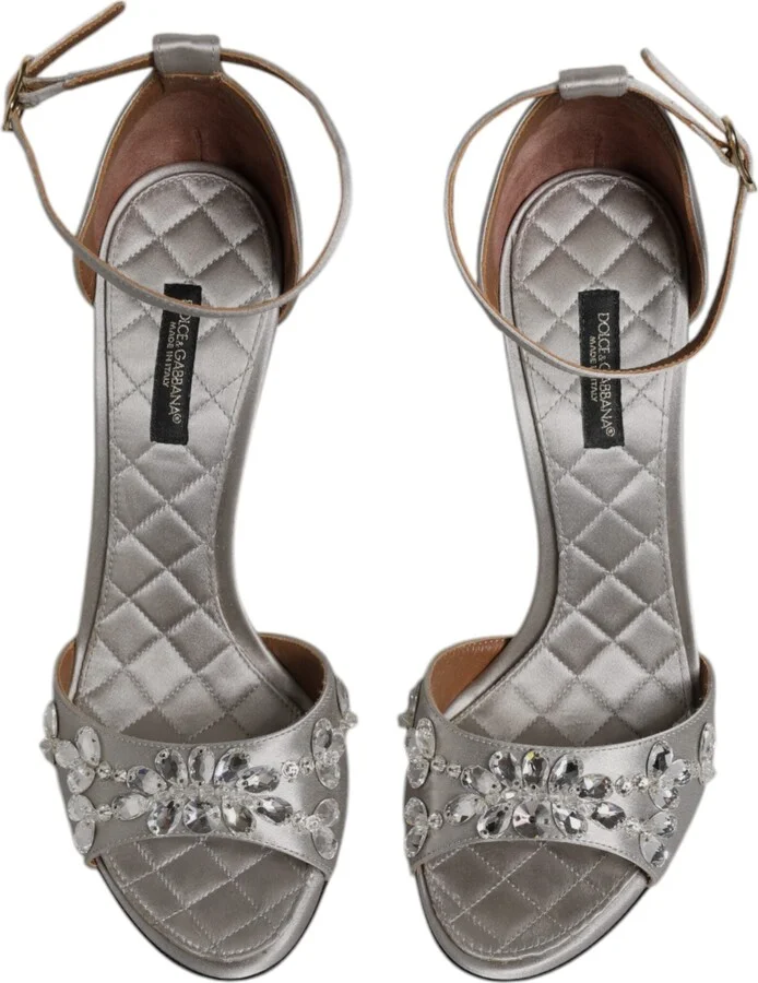 Silver Ankle Strap Crystal Sandals Women's Shoes (Pre-Owned) - Image 3