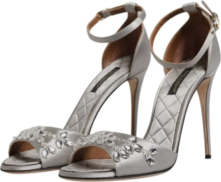 Silver Ankle Strap Crystal Sandals Women's Shoes (Pre-Owned) - Image 4