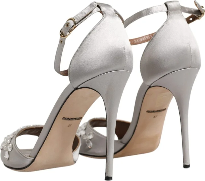 Silver Ankle Strap Crystal Sandals Women's Shoes (Pre-Owned) - Image 5