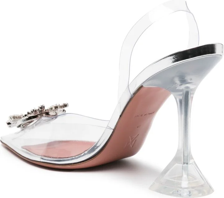 Silver Begum 95 Crystal Slingback Pumps - Image 3