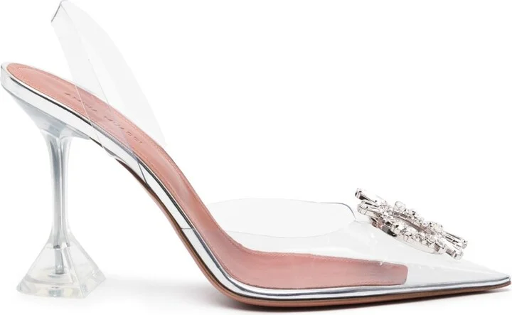 Silver Begum 95 Crystal Slingback Pumps