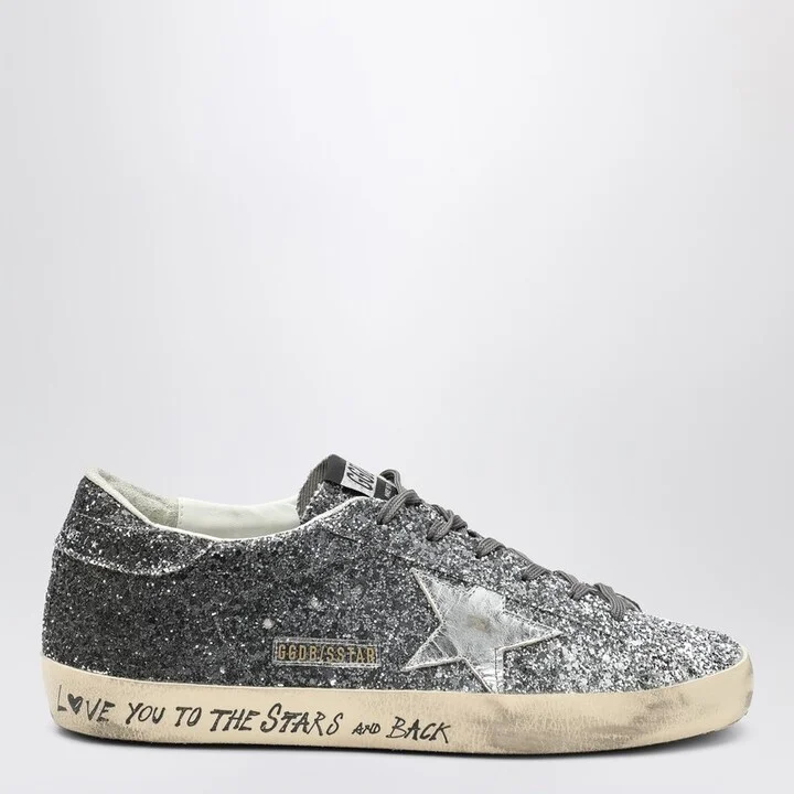 Silver/Black Glitter Super-Star Sneakers