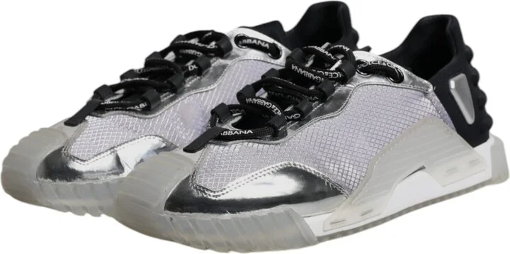 Silver Black Nylon NS1 Low Top Sneakers Men's Shoes (Pre-Owned) - Image 4
