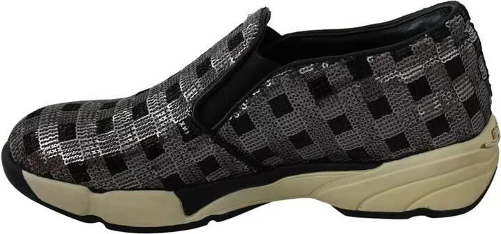 Silver Black Slip-on Sequence Design Sneakers Women's Shoes - Image 3