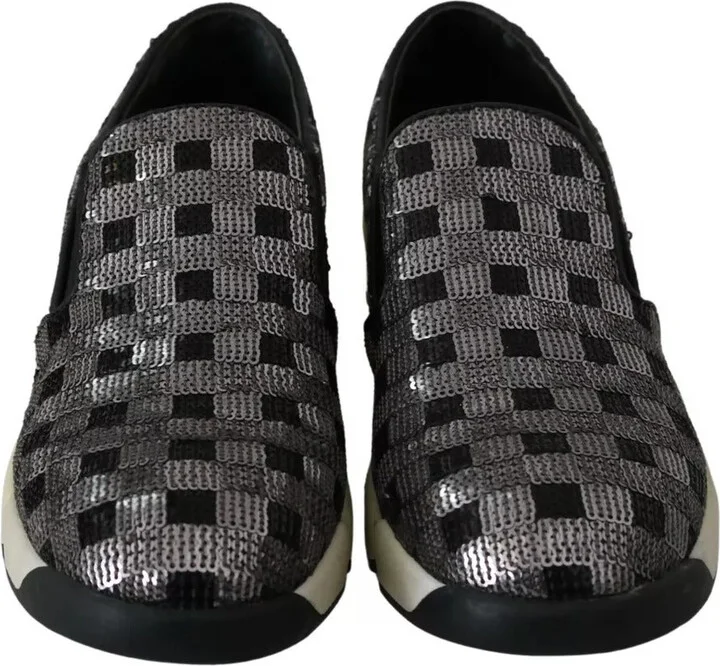 Silver Black Slip-on Sequence Design Sneakers Women's Shoes - Image 5