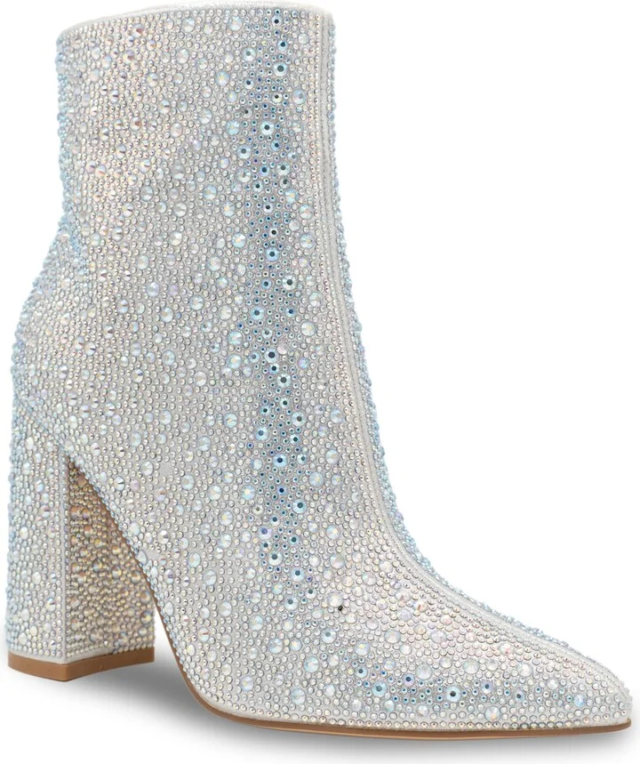Silver Block Heel Bootie