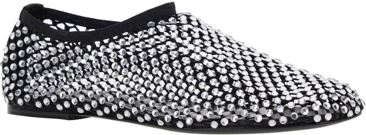 Silver Colored Ballet Flats With All-Over Rhinestone Embellishments In Fabric Woman - Image 2