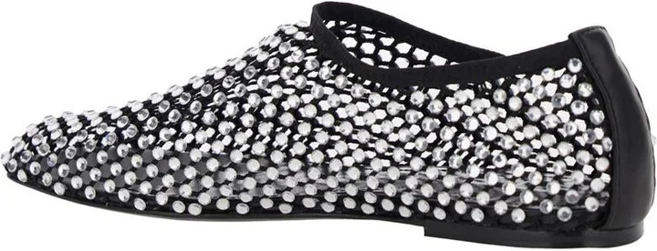Silver Colored Ballet Flats With All-Over Rhinestone Embellishments In Fabric Woman - Image 3