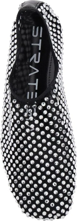 Silver Colored Ballet Flats With All-Over Rhinestone Embellishments In Fabric Woman - Image 4