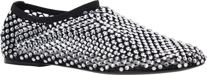 Silver Colored Ballet Flats With All-over Rhinestone Embellishments In Fabric Woman - Image 2