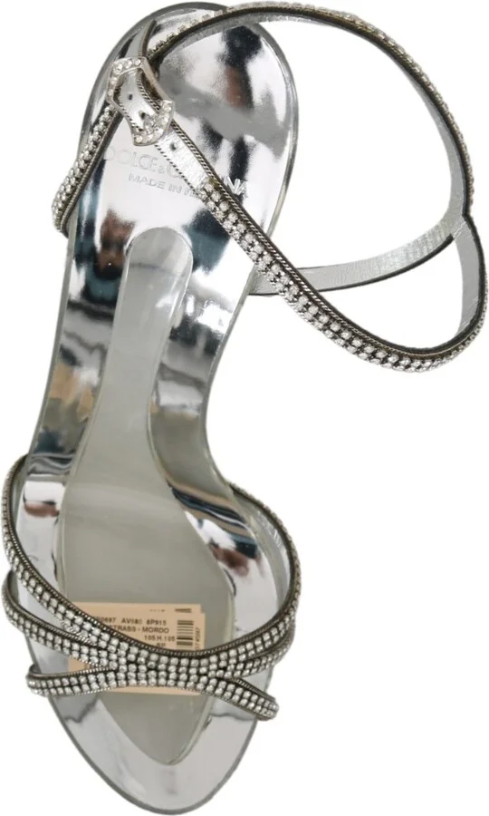 Silver Crystal Ankle Strap Sandals Women's Shoes - Image 3