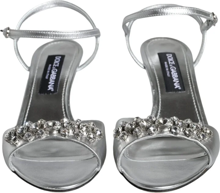 Silver Crystal AnkleStrap Keira Sandals Women's Shoes (Pre-Owned) - Image 2