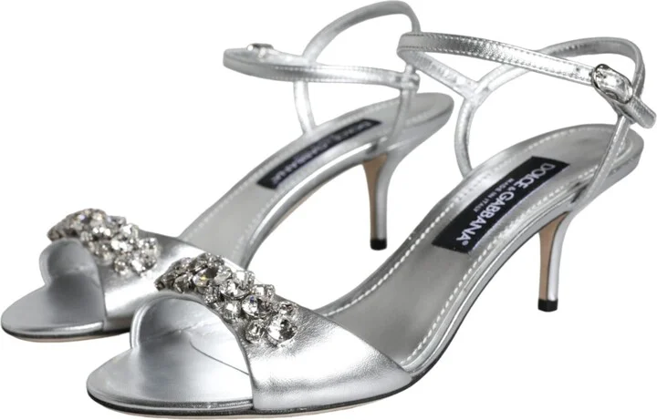 Silver Crystal AnkleStrap Keira Sandals Women's Shoes (Pre-Owned) - Image 3
