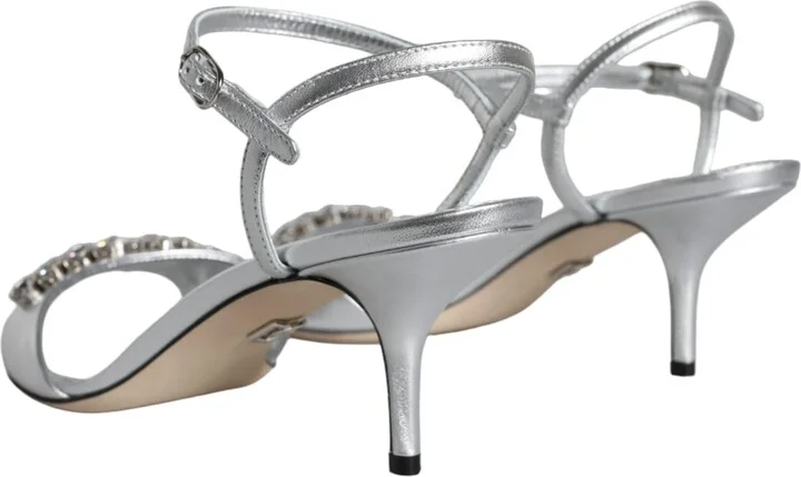 Silver Crystal AnkleStrap Keira Sandals Women's Shoes (Pre-Owned) - Image 4