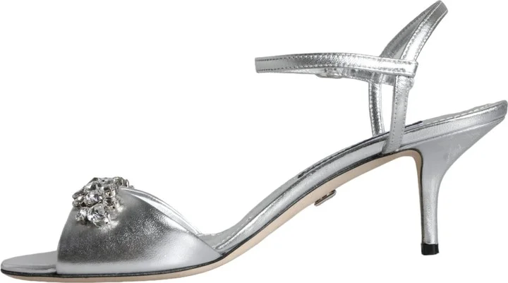 Silver Crystal AnkleStrap Keira Sandals Women's Shoes (Pre-Owned) - Image 5