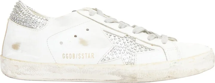 Silver Crystal Distressed Sneakers