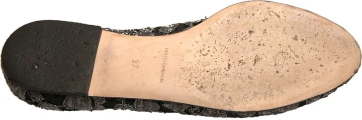 Silver Crystal Loafer Lace Ballet Flats Women's Shoes (Pre-Owned) - Image 6