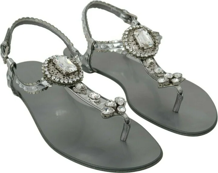 Silver Crystal Sandals Flip Flops Women's Shoes - Image 2