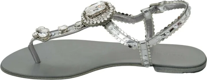 Silver Crystal Sandals Flip Flops Women's Shoes - Image 3