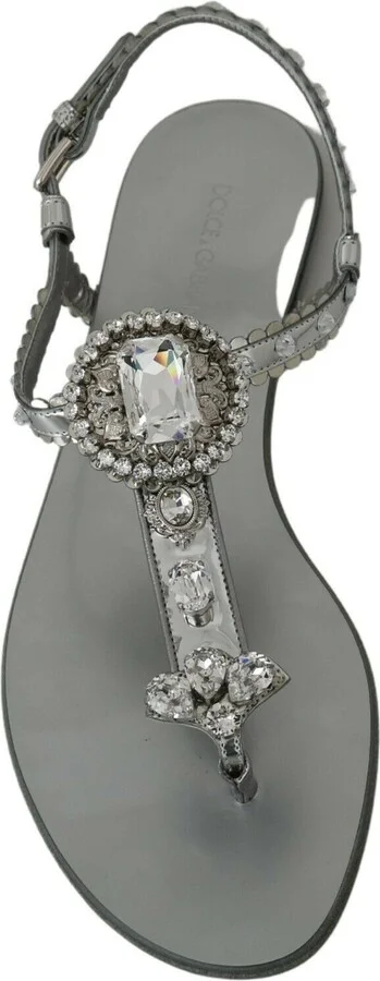 Silver Crystal Sandals Flip Flops Women's Shoes - Image 5