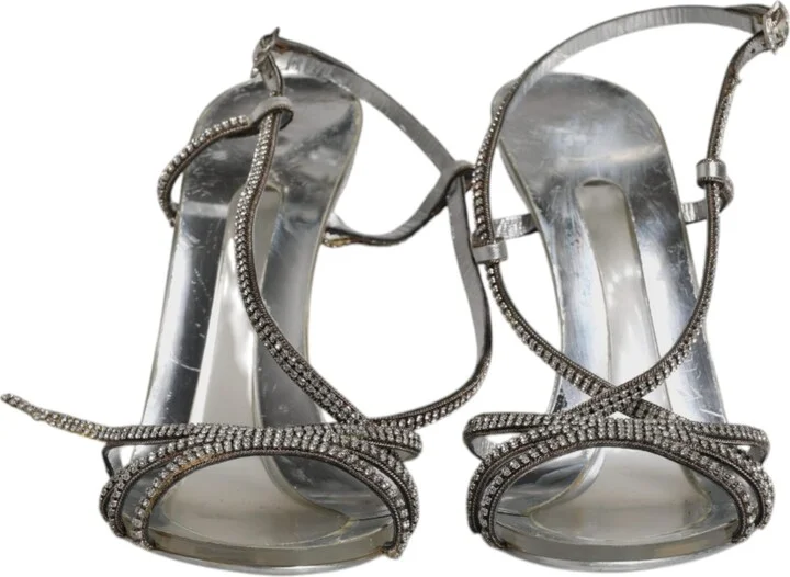 Silver Crystal Slingback KEIRA Sandals Women's Shoes (Pre-Owned) - Image 2