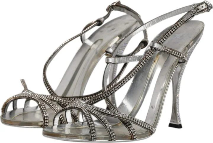Silver Crystal Slingback KEIRA Sandals Women's Shoes (Pre-Owned) - Image 4