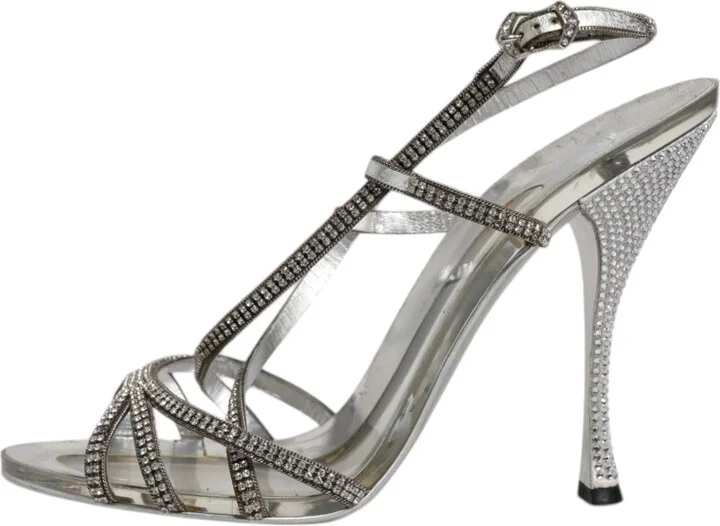 Silver Crystal Slingback KEIRA Sandals Women's Shoes (Pre-Owned) - Image 6
