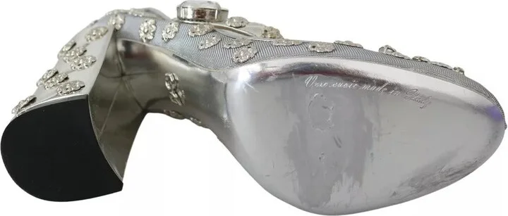 Silver Crystal Studs Heels Mary Janes Pumps Women's Shoes (Pre-Owned) - Image 4
