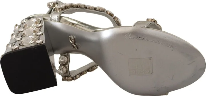 Silver Crystals Strap Buckle High Heel Women's Sandals - Image 5