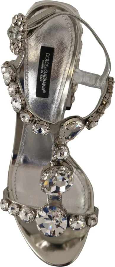 Silver Crystals Strap Buckle High Heel Women's Sandals - Image 6