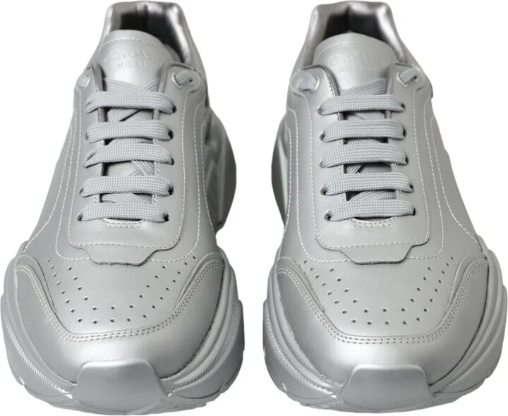 Silver DAYMASTER Leather Men Casual Sneakers Men's Shoes - Image 2