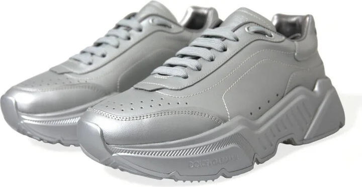 Silver DAYMASTER Leather Men Casual Sneakers Men's Shoes - Image 3
