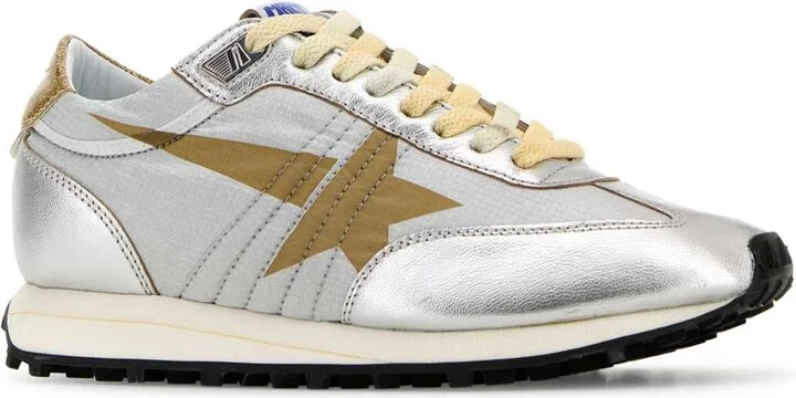 Silver Fabric And Leather Running Marathon Sneakers - Image 2