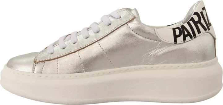 Silver Full Grain Leather Lace Up Sneakers Women's Shoes (Pre-Owned) - Image 4