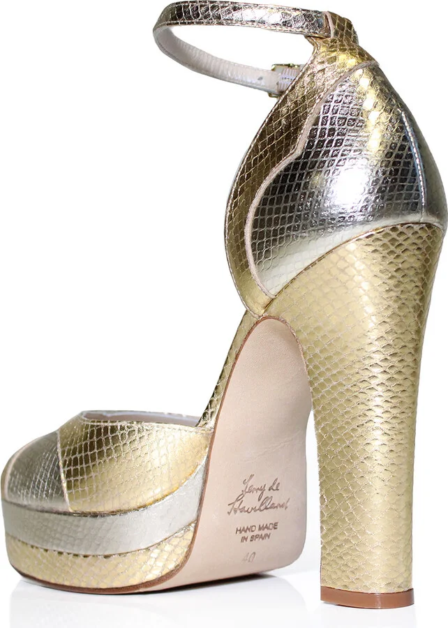 Silver / Gold Lily Gold Platino Platform Block Heels - Image 2