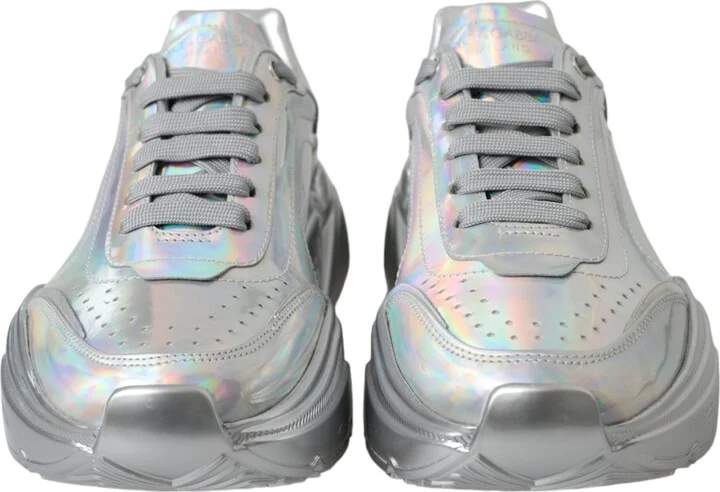Silver Iridescent DAYMASTER Leather Sneakers Women's Shoes - Image 2