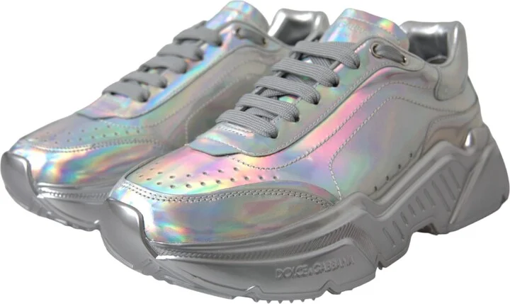 Silver Iridescent DAYMASTER Leather Sneakers Women's Shoes - Image 3
