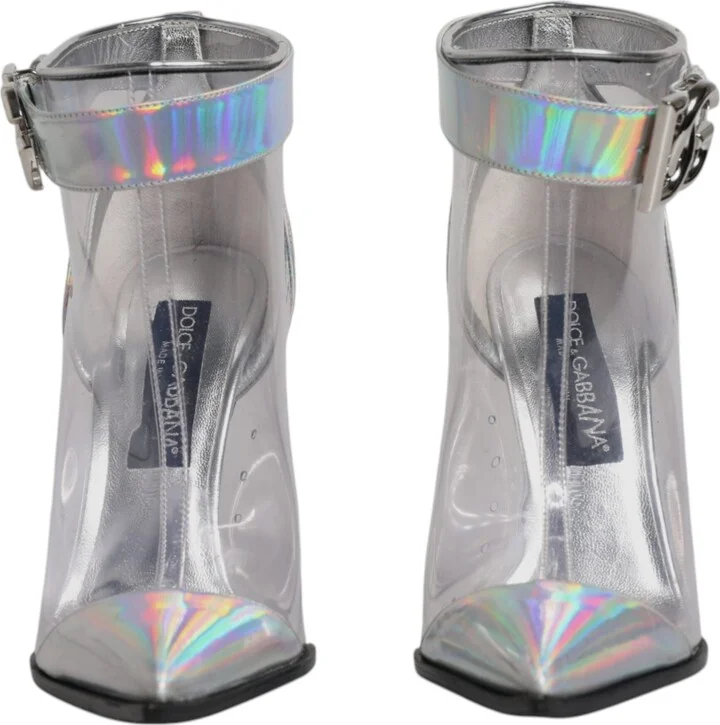 Silver Iridescent Pointed Short Boots Women's Shoes (Pre-Owned) - Image 2